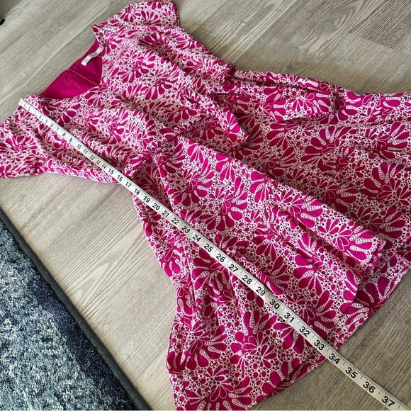 Loft Pink Eyelet Lace Cotton Tie Waist Midi Dress 8P - Picture 13 of 13